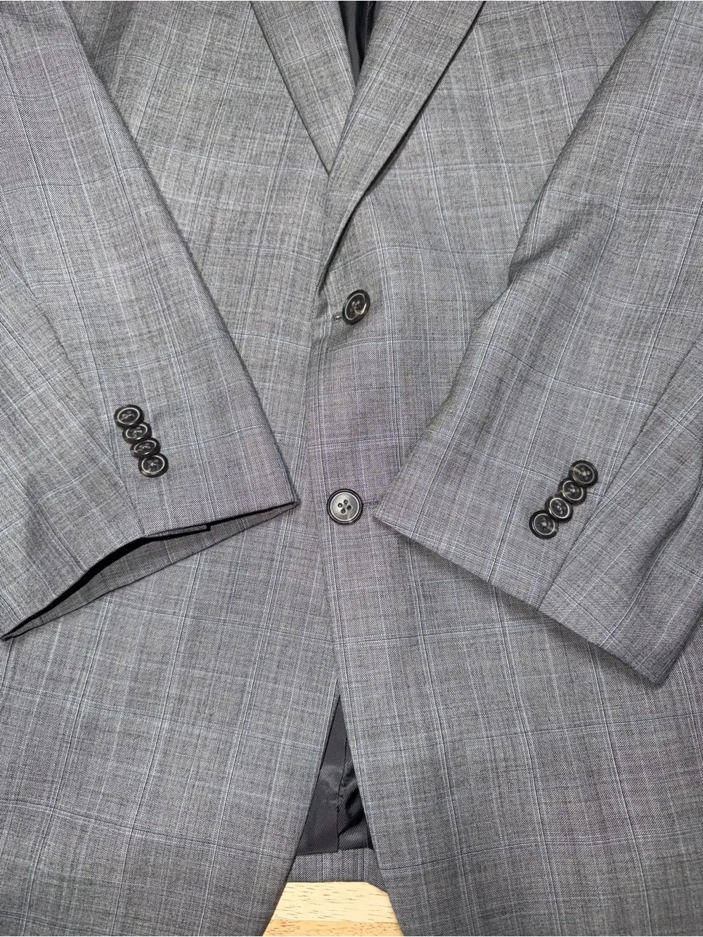 Jos. A. Bank Wool Gray Blue Plaid Two Button Mens Blazer 50R Sport Coat